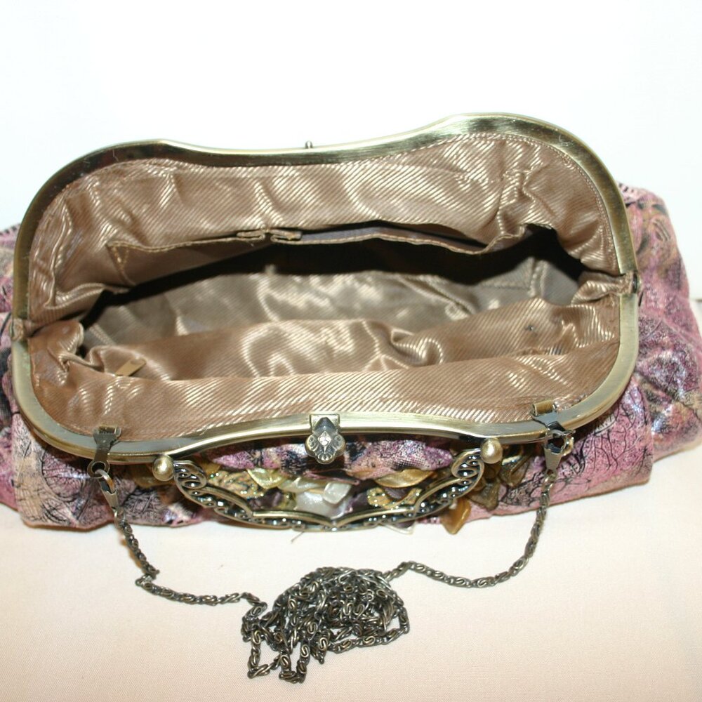 Victorian Style Floral Fabric Ribbon Adorned Purse MUST SEE! B-144 - Picture 8 of 9